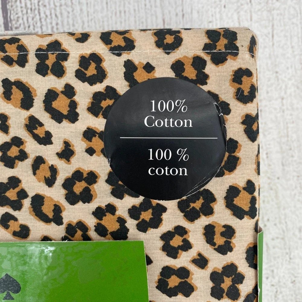 Kate Spade Sheet Set Twin Leopard Floral 100% Cotton Animal Print Cheetah